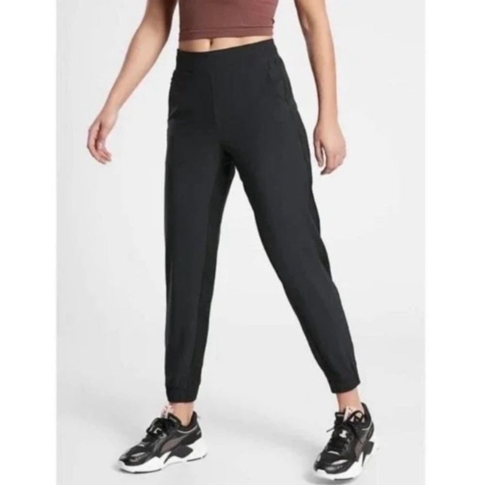 Athleta Textured Brooklyn Jogger Pants Black Nylon Blend Women Size 10 Tall 2020